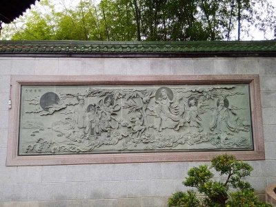 观音送子石雕迎门墙壁画