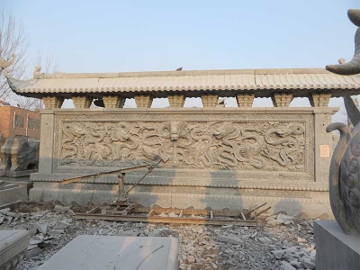 龙腾万里石雕迎门墙壁画