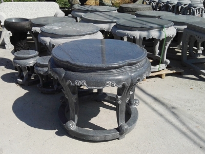 章丘黑打蜡石圆桌