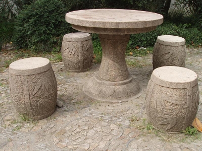 竹子造型石桌石凳