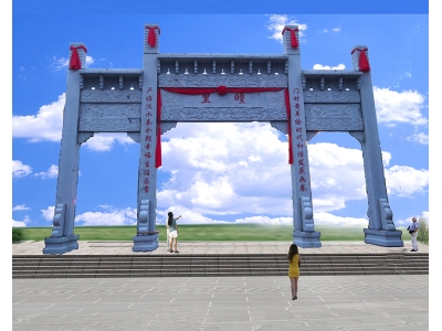 江西建筑村口石牌楼-单门牌楼价格-入村牌坊雕刻图片